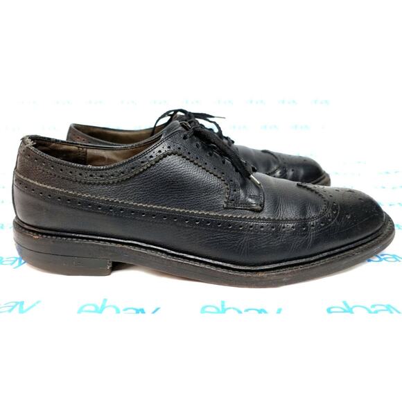 VTG The Hanover Shoe black men's 11 M wingtip dress shoes - Picture 5 of 10